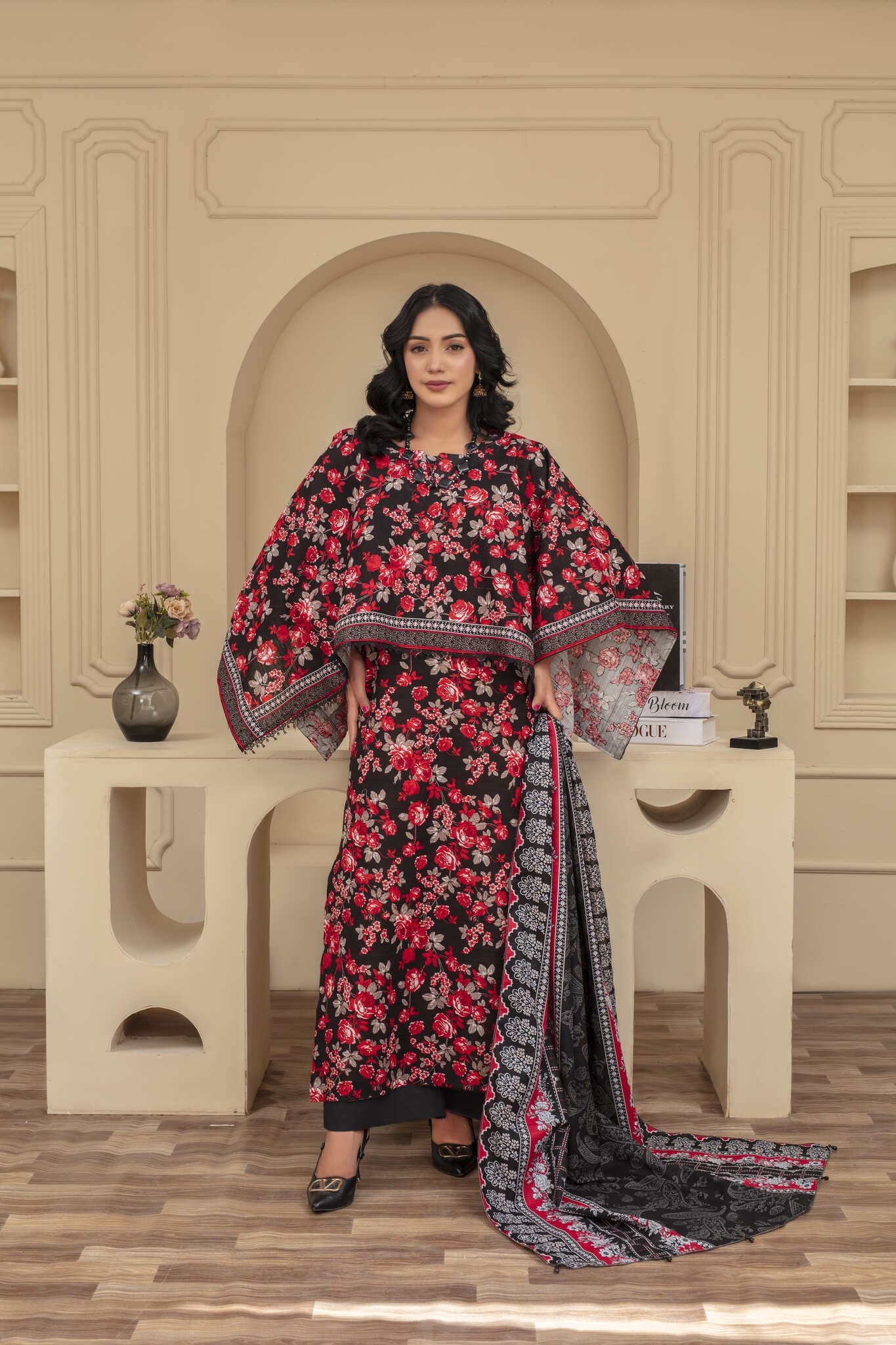 Unstitched Printed Khaddar 3 Piece