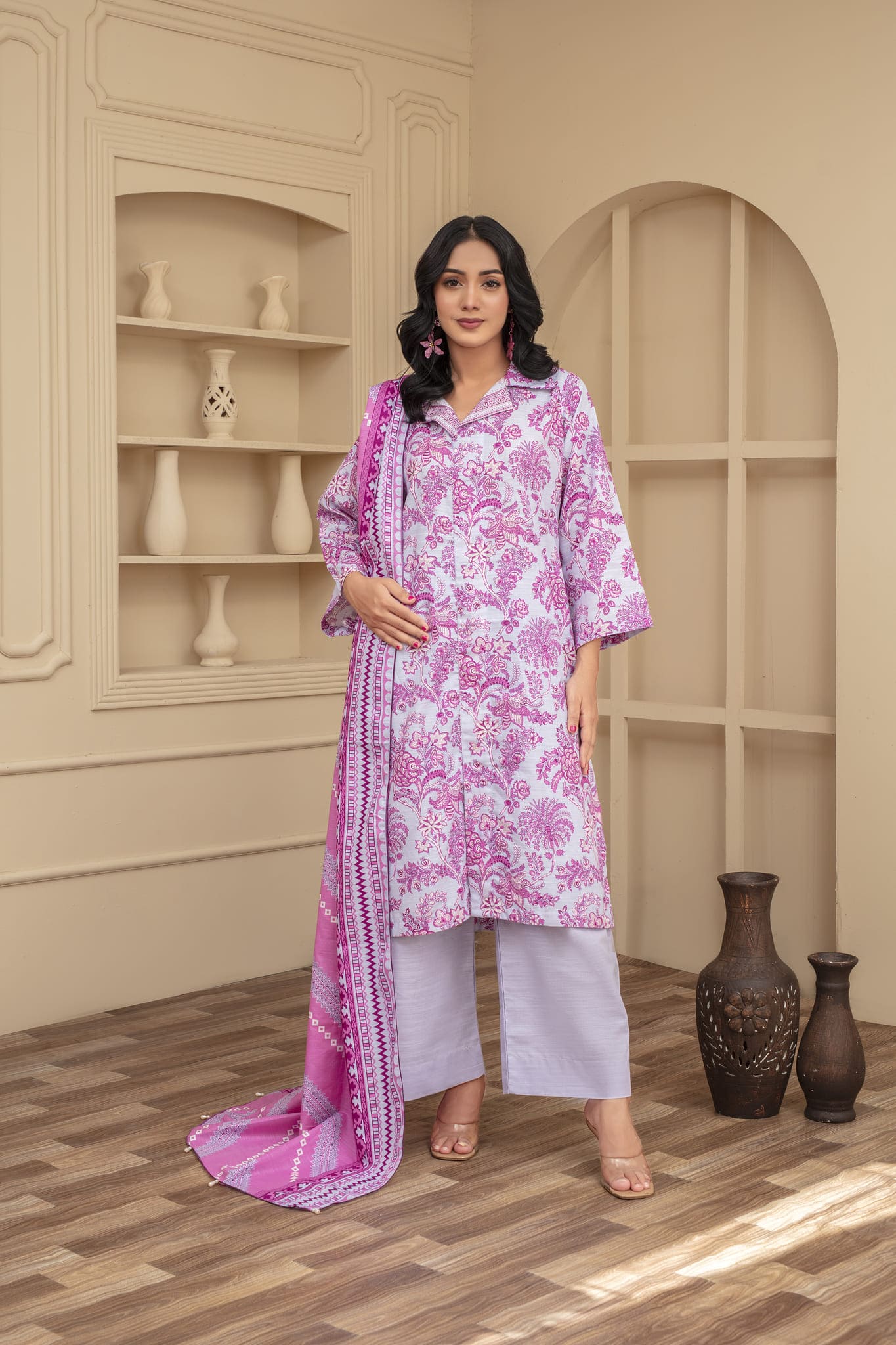 Unstitched Printed Khaddar 3 Piece