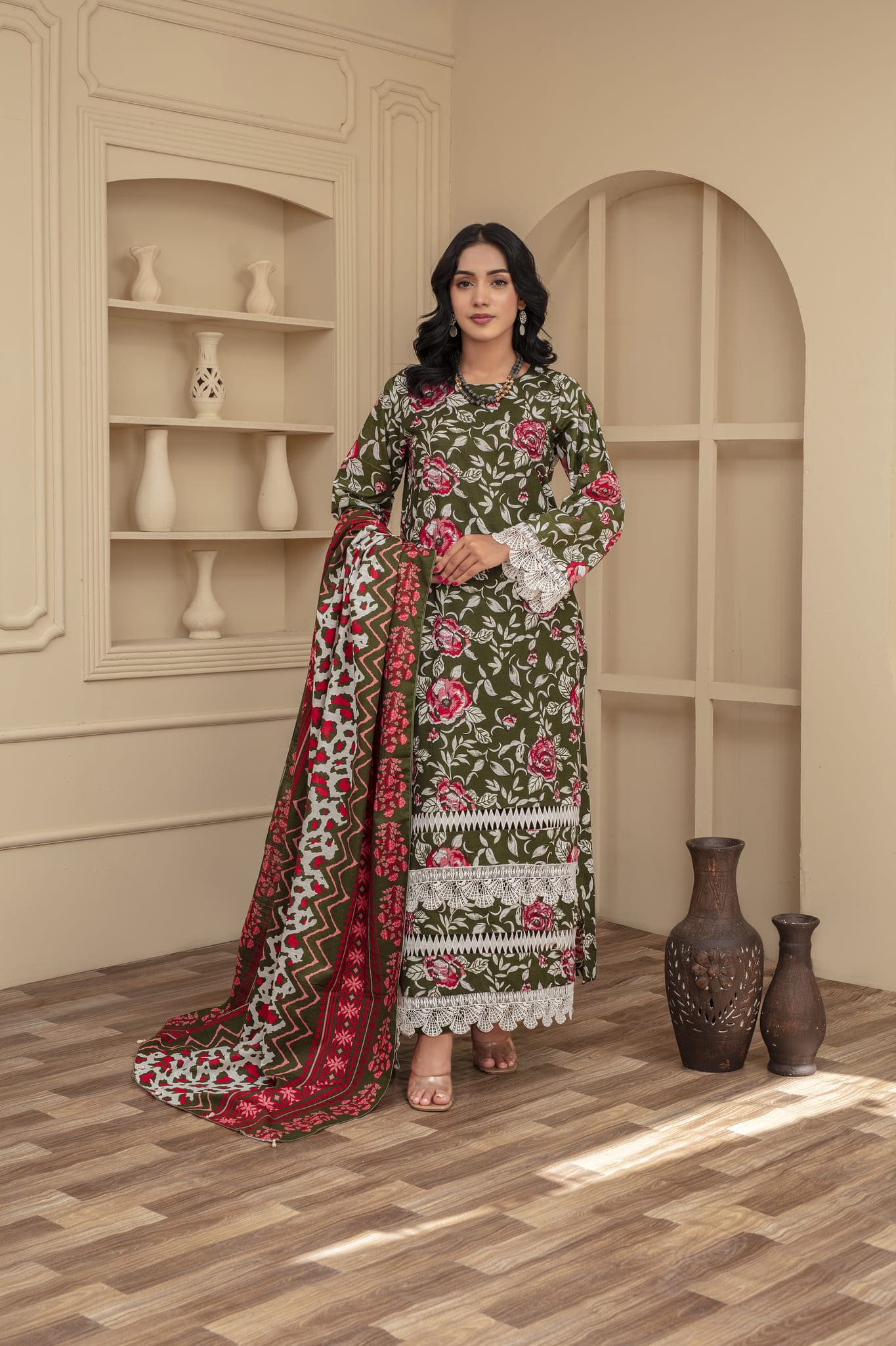 Unstitched Printed Khaddar 3 Piece