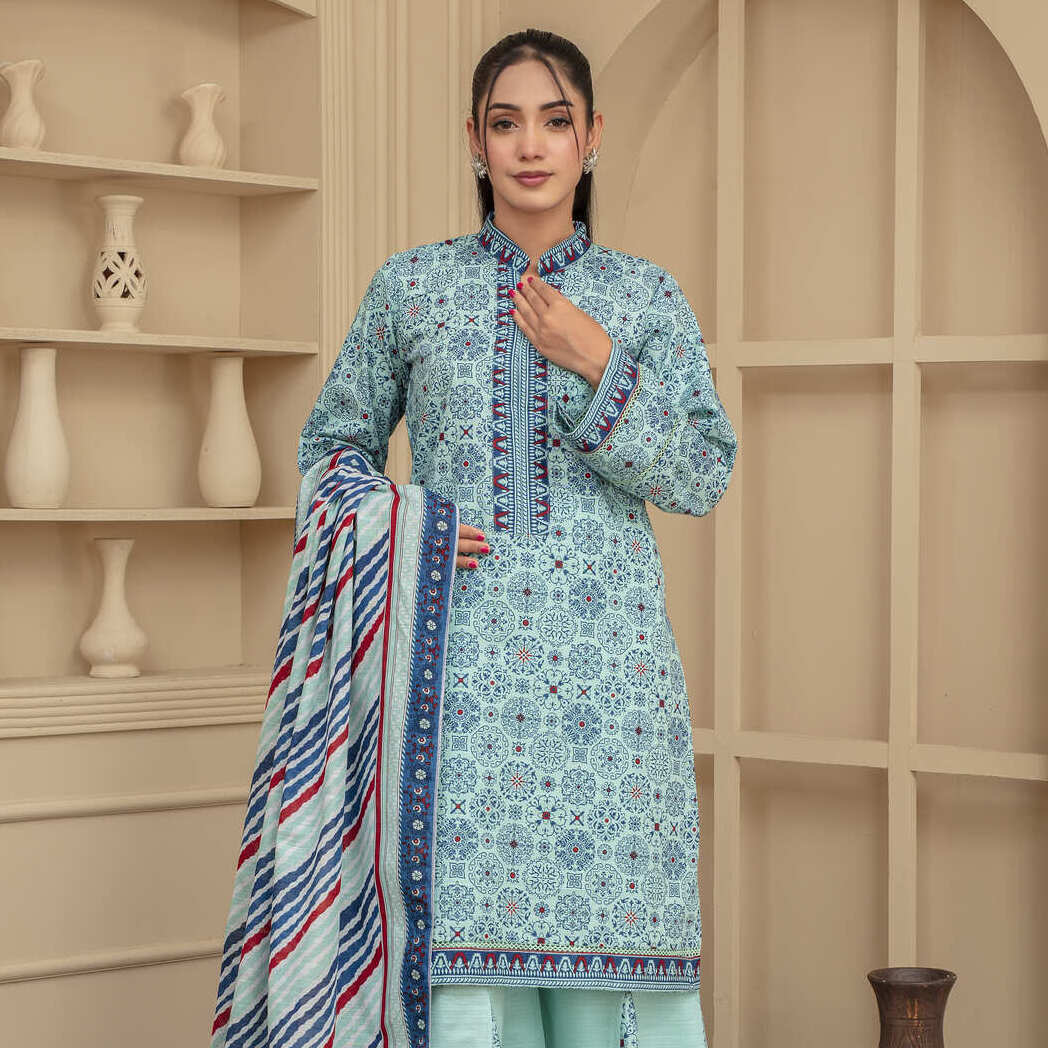 Unstitched Printed Khaddar 3 Piece
