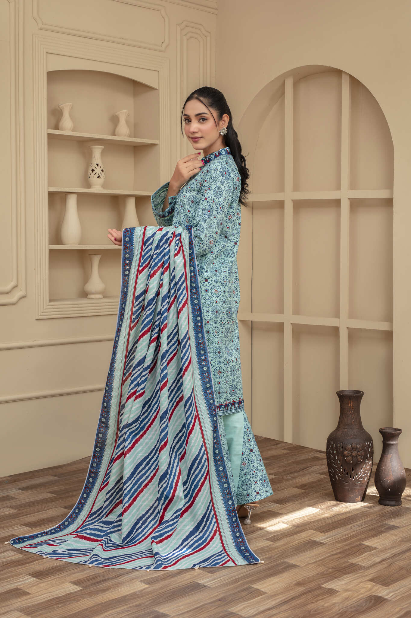 Unstitched Printed Khaddar 3 Piece