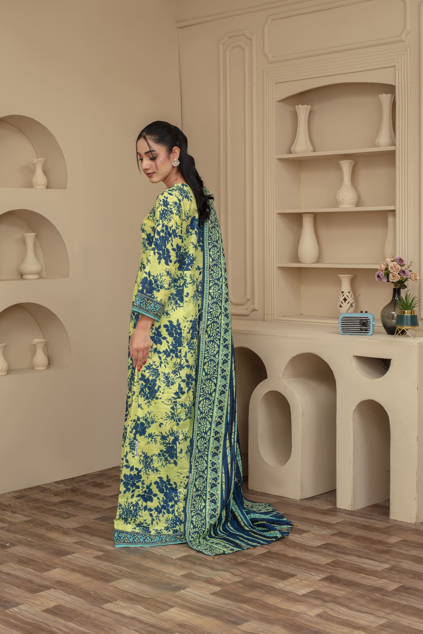 Unstitched Printed Khaddar 3 Piece