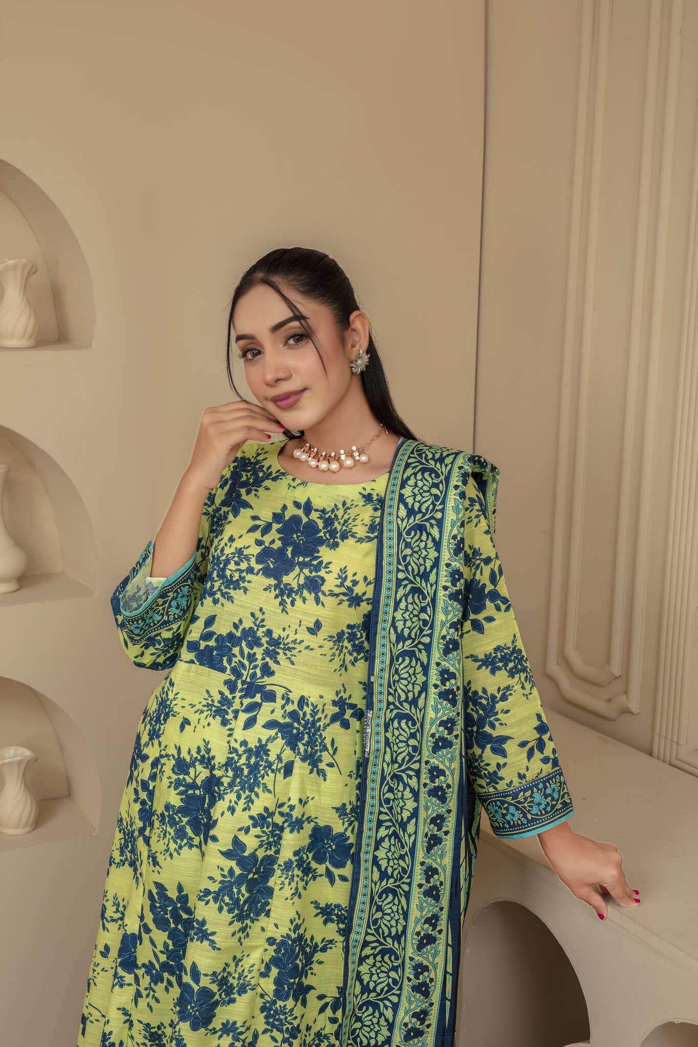 Unstitched Printed Khaddar 3 Piece