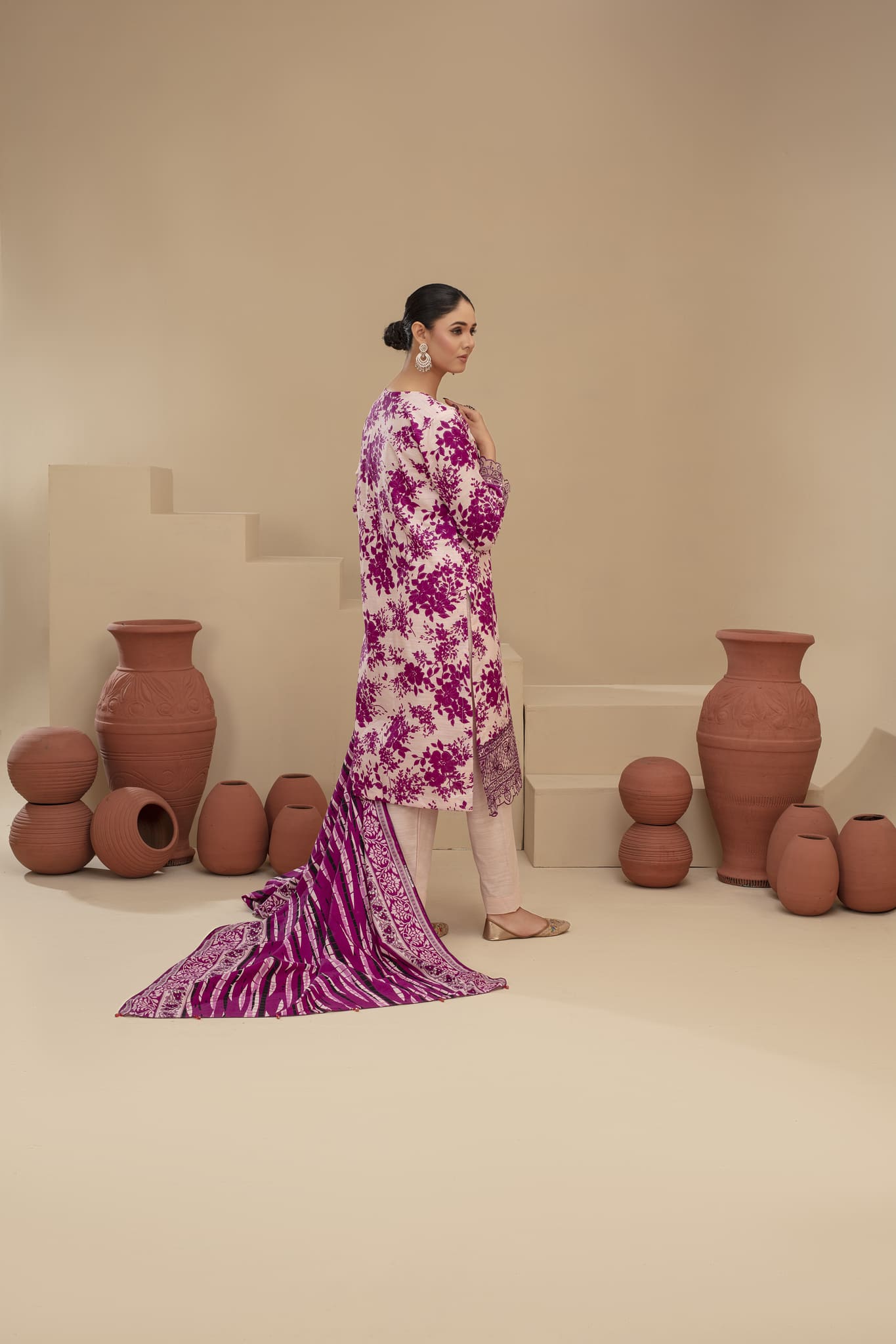 Unstitched Printed Khaddar with Embroidery Patches 3 Piece