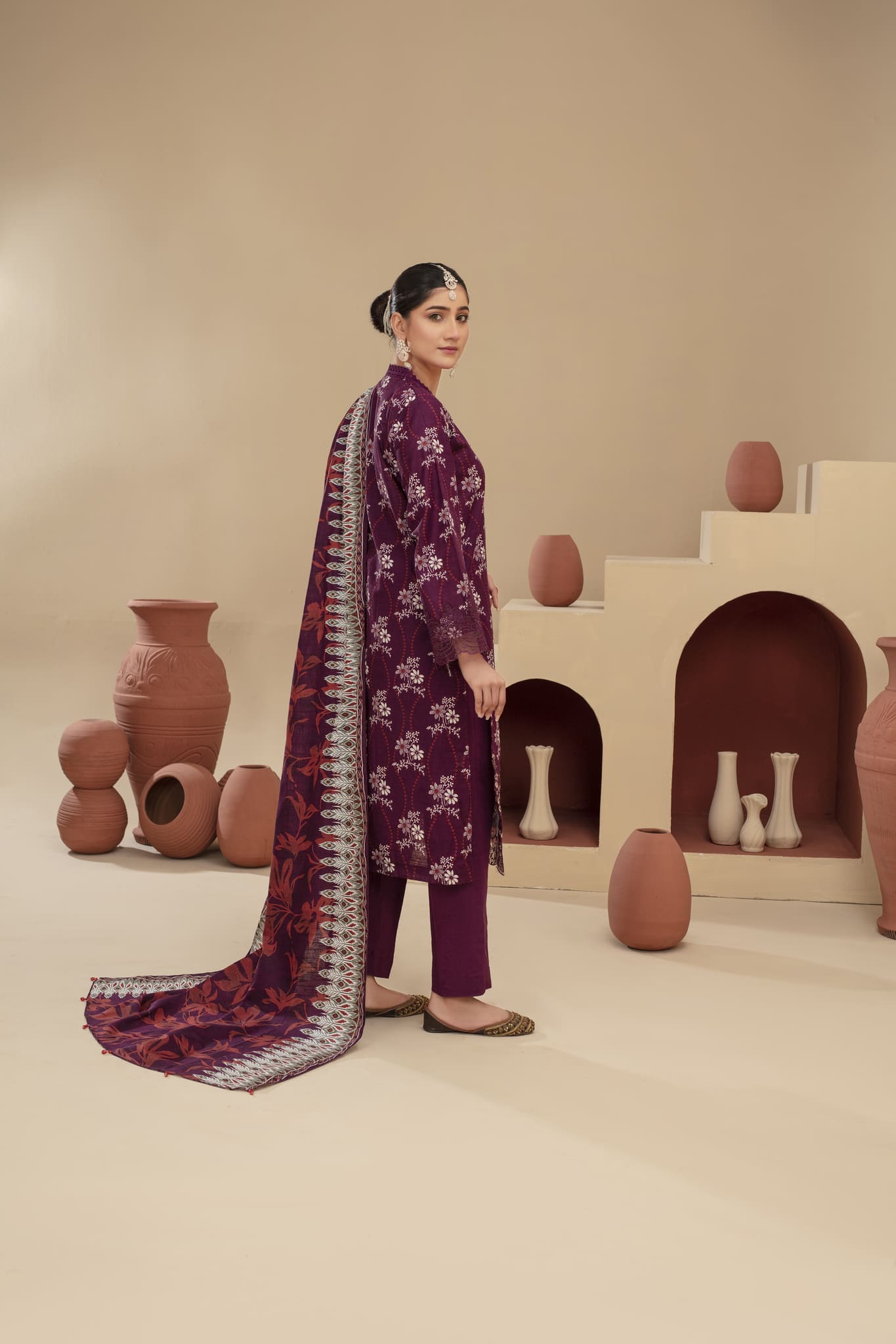 Unstitched Printed Khaddar with Embroidery Patches 3 Piece