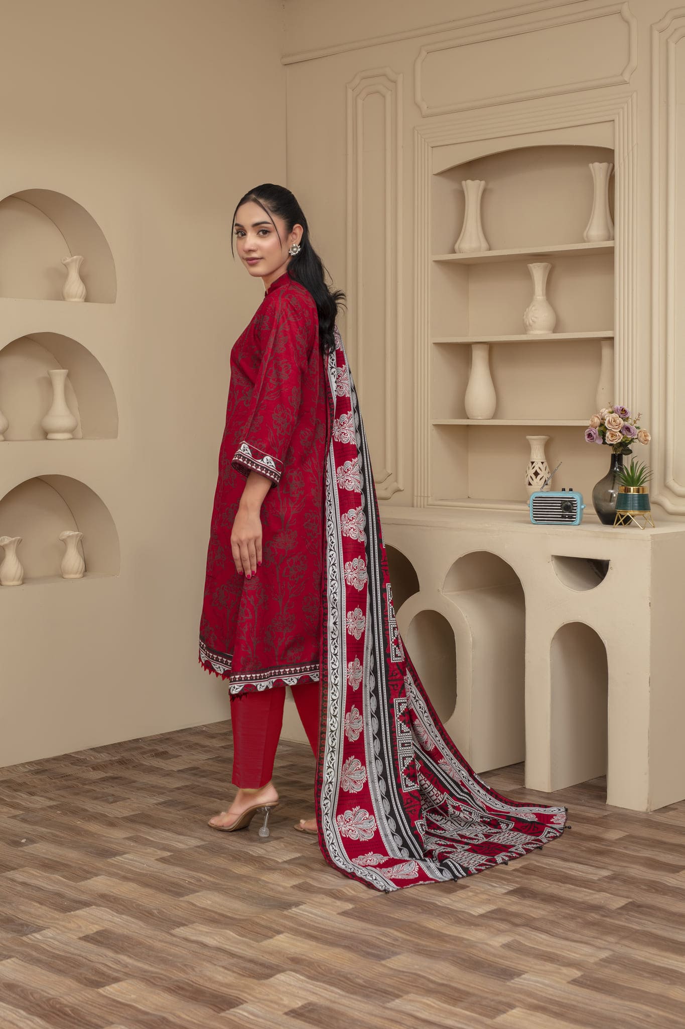 Unstitched Printed Khaddar 3 Piece