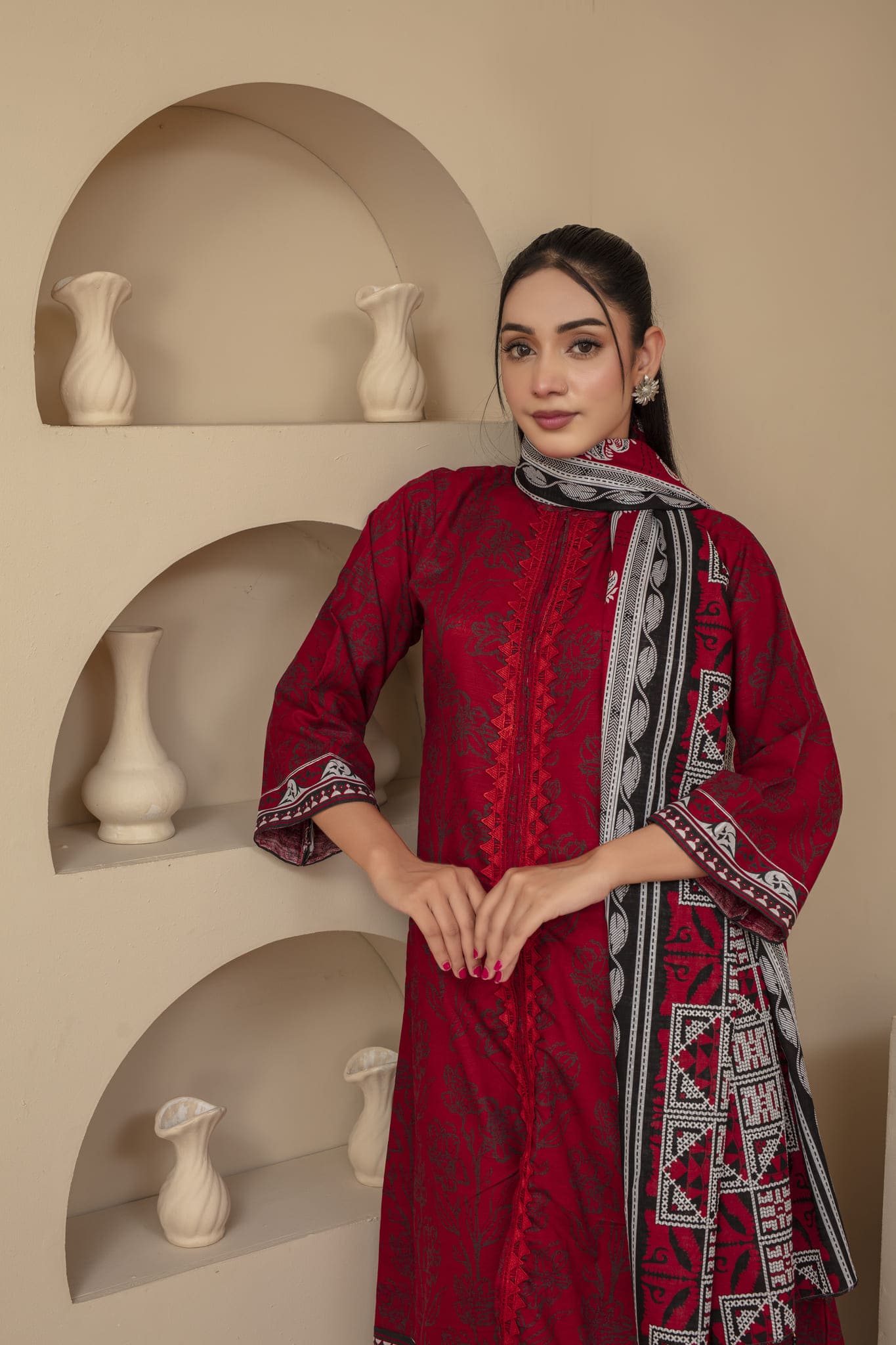Unstitched Printed Khaddar 3 Piece