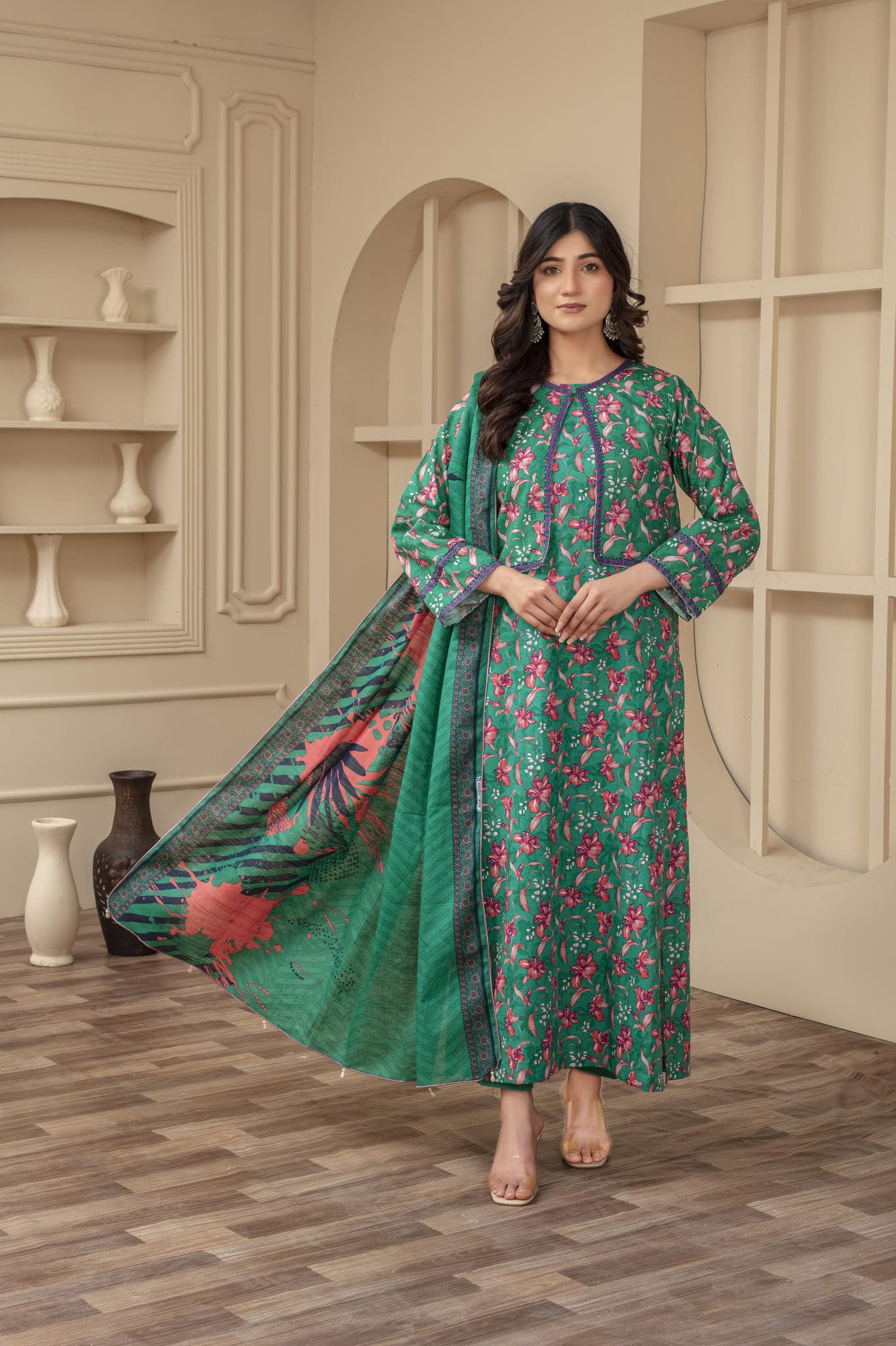 Unstitched Printed Khaddar 3 Piece