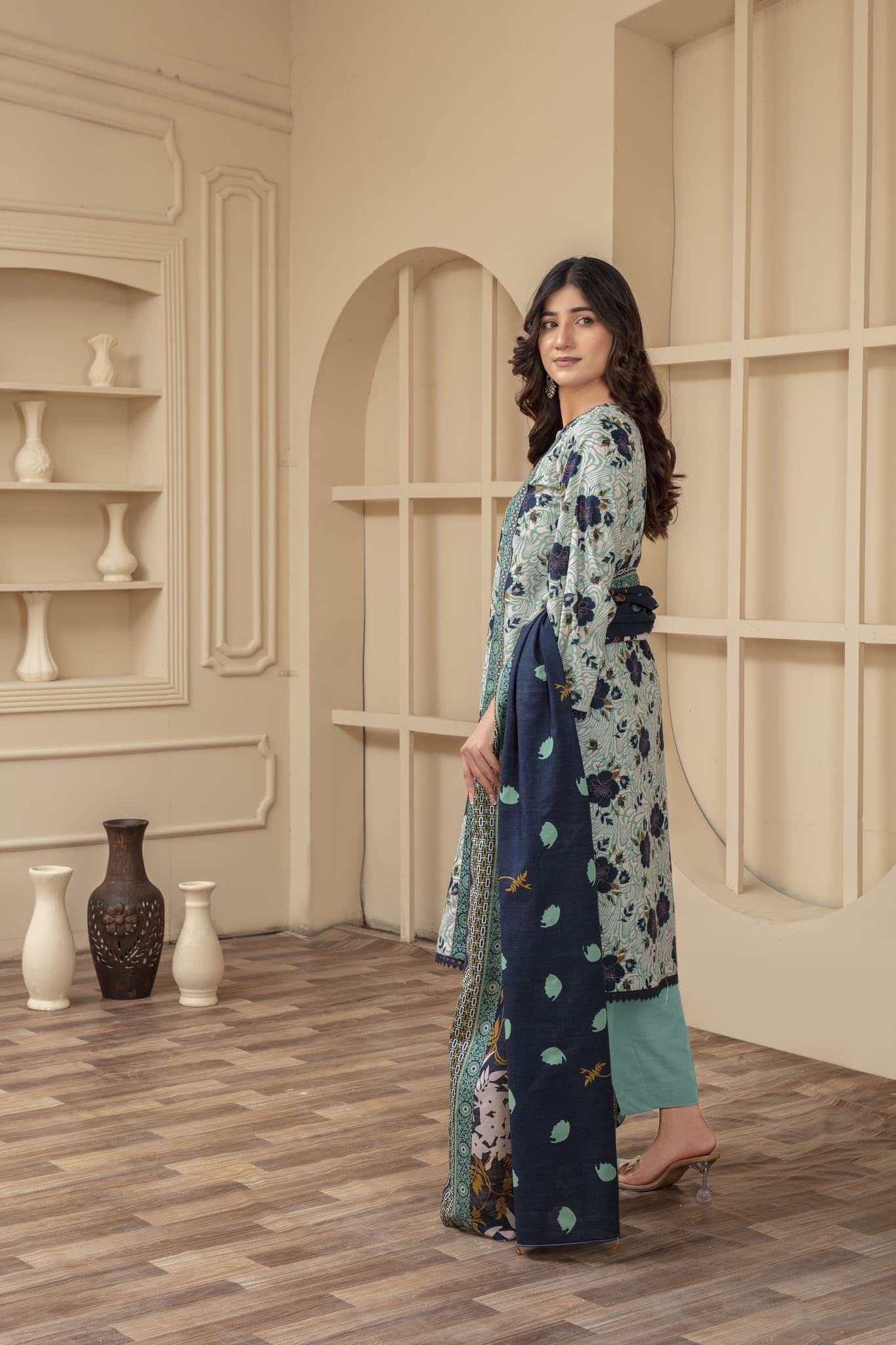 Unstitched Printed Khaddar 3 Piece