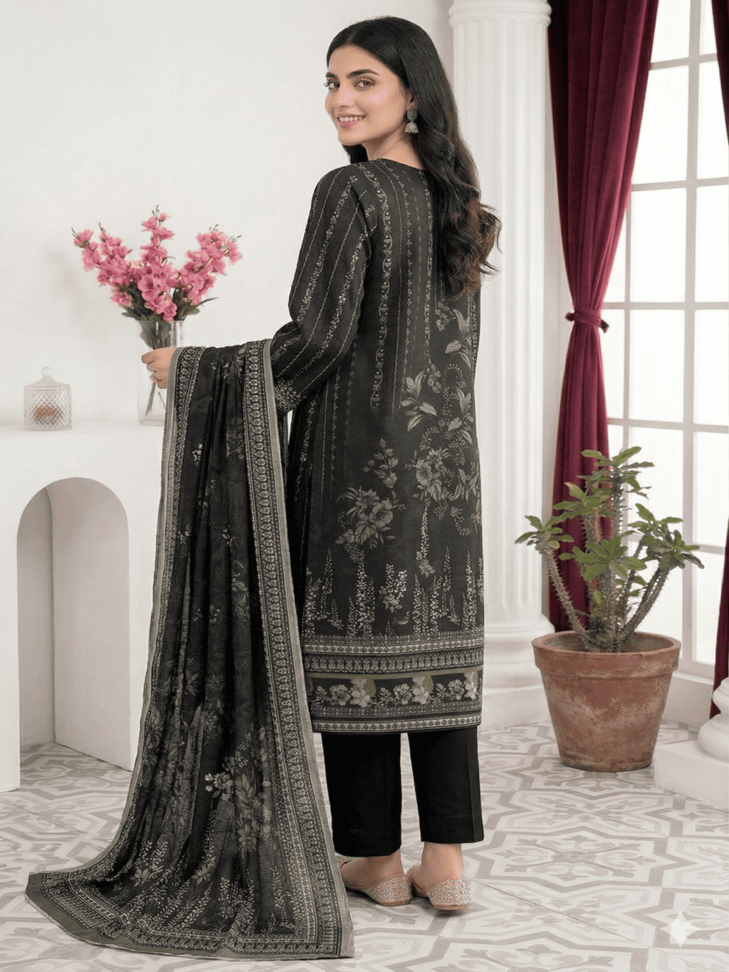 Unstitched Digital Printed Lawn 3 Piece Suit
