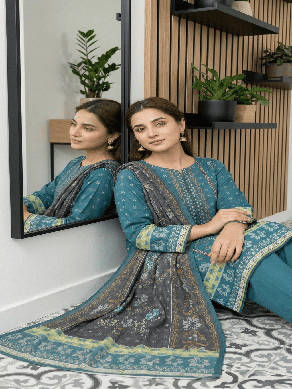 Unstitched Digital Printed Lawn 3 Piece