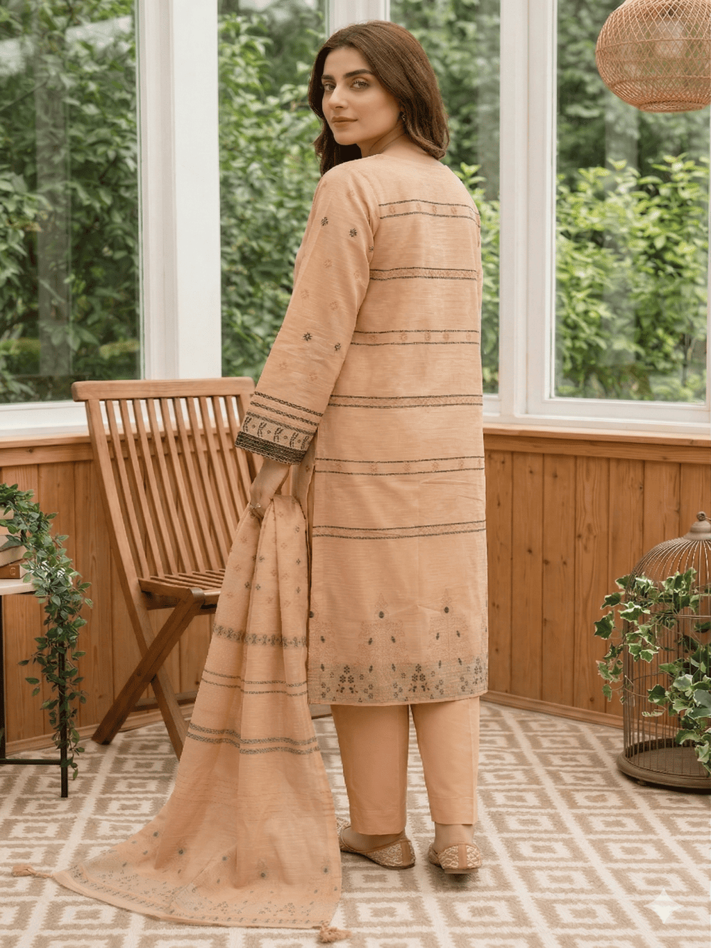 Jacquard Brosha Lawn 3 Piece Suit Unstitched