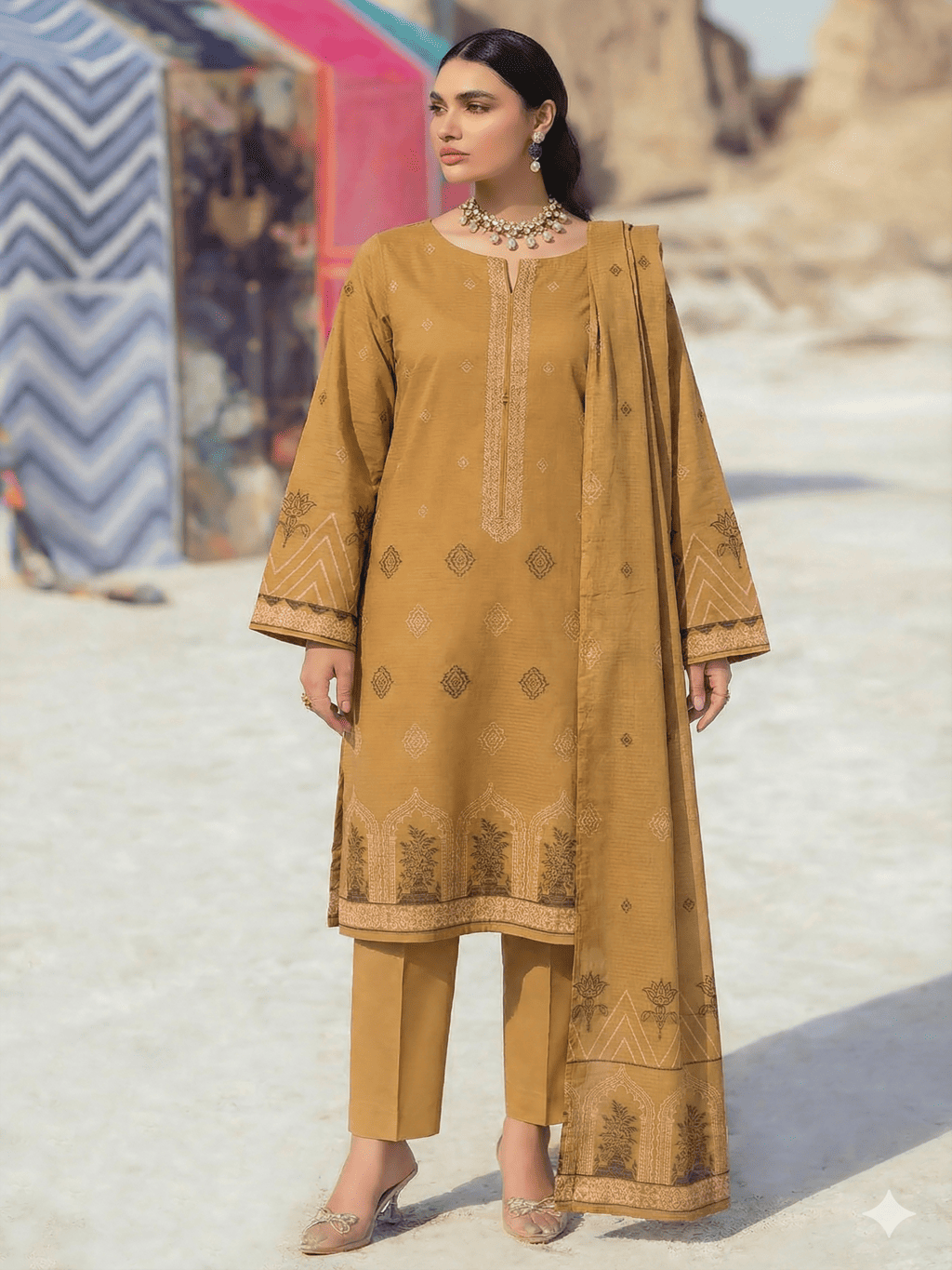 Jacquard Brosha Bana Dora 3 Piece Lawn Suit-Unstitched