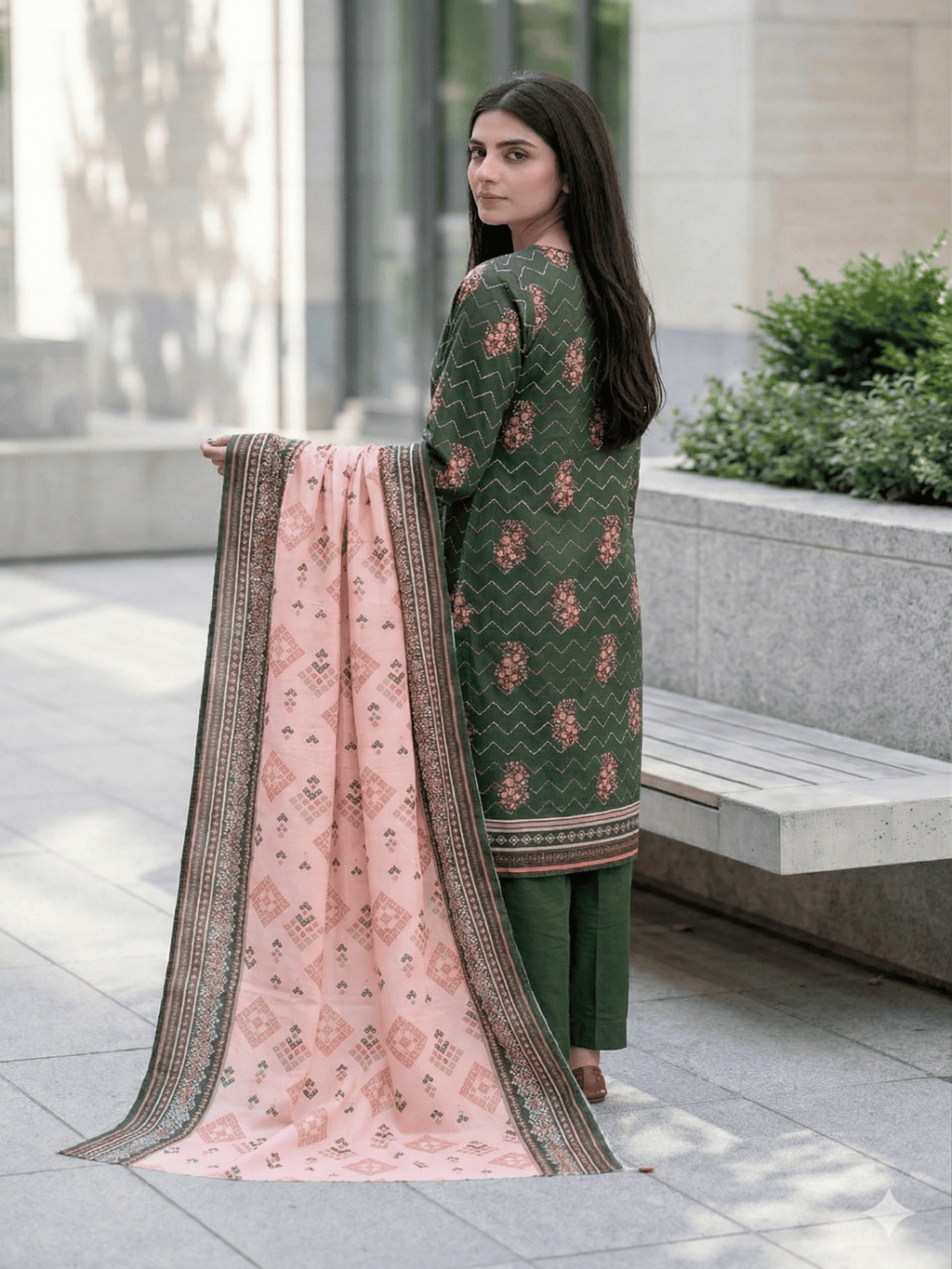 Unstitched Printed Lawn 3 Piece Suit