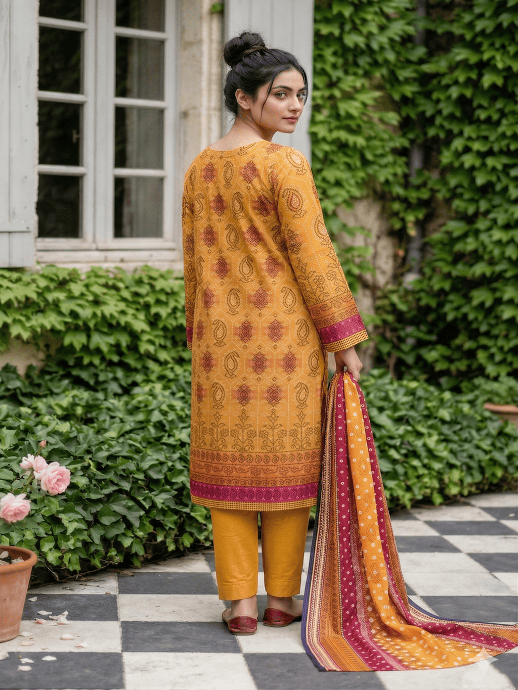 Unstitched Printed Lawn 3 Piece Suit