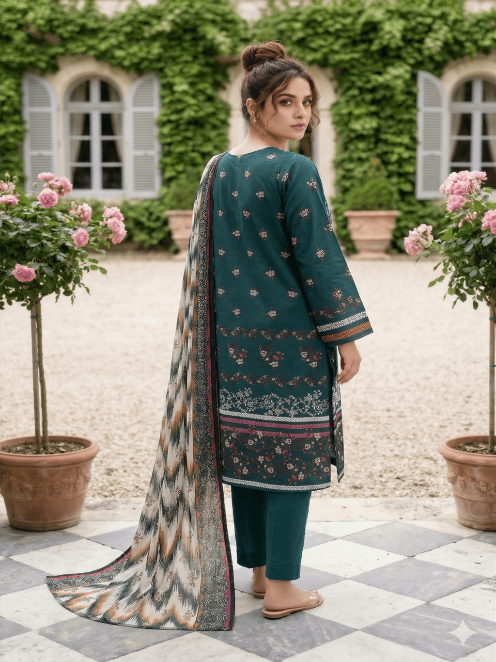 Unstitched Printed Lawn 3 Piece Suit