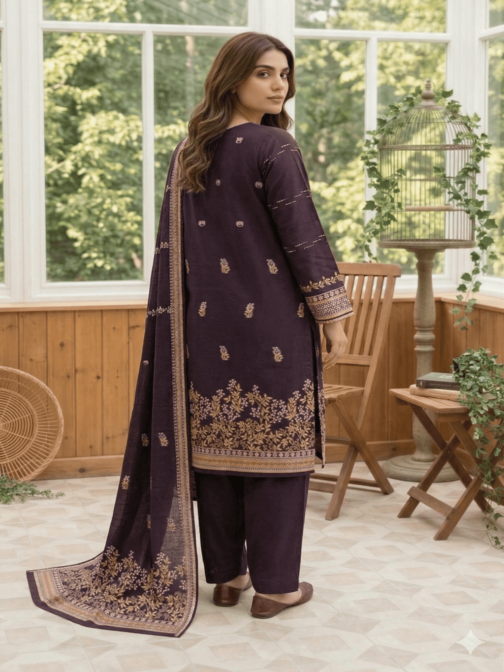 Jacquard Brosha Lawn 3 Piece Suit Unstitched
