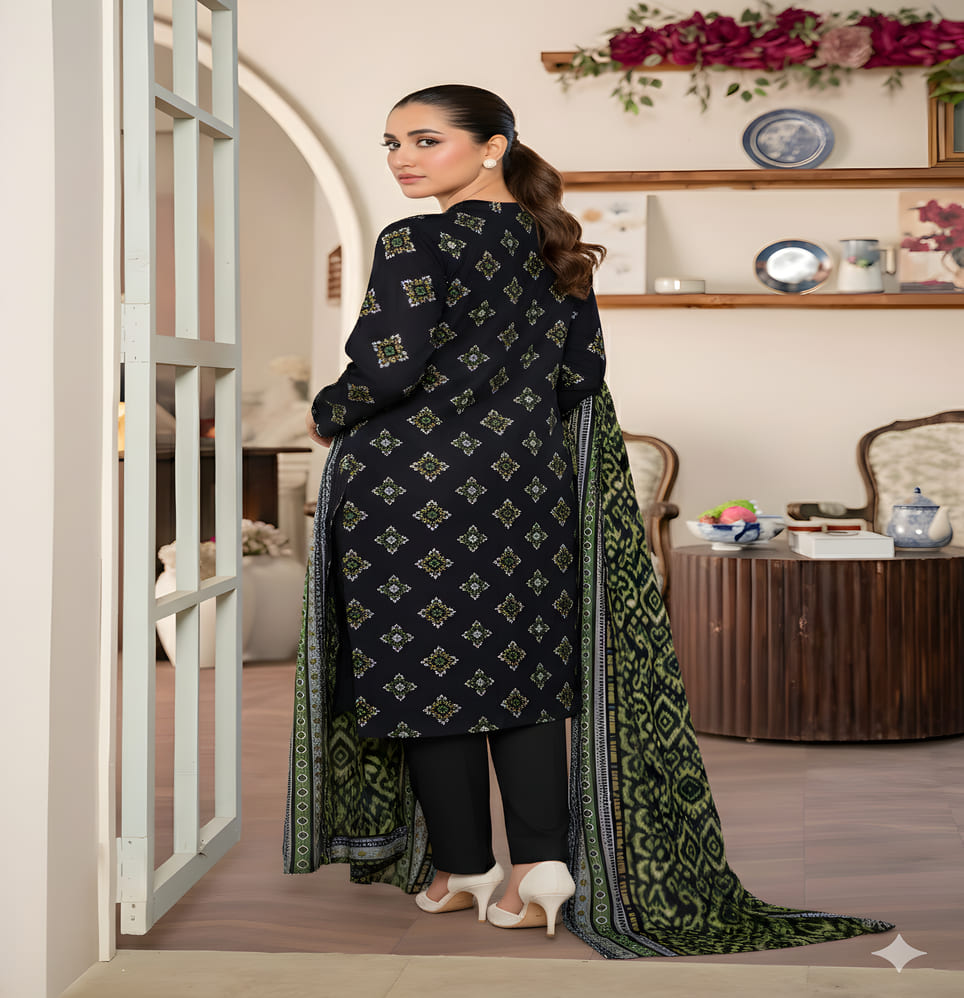 Unstitched Printed Lawn 3 Piece