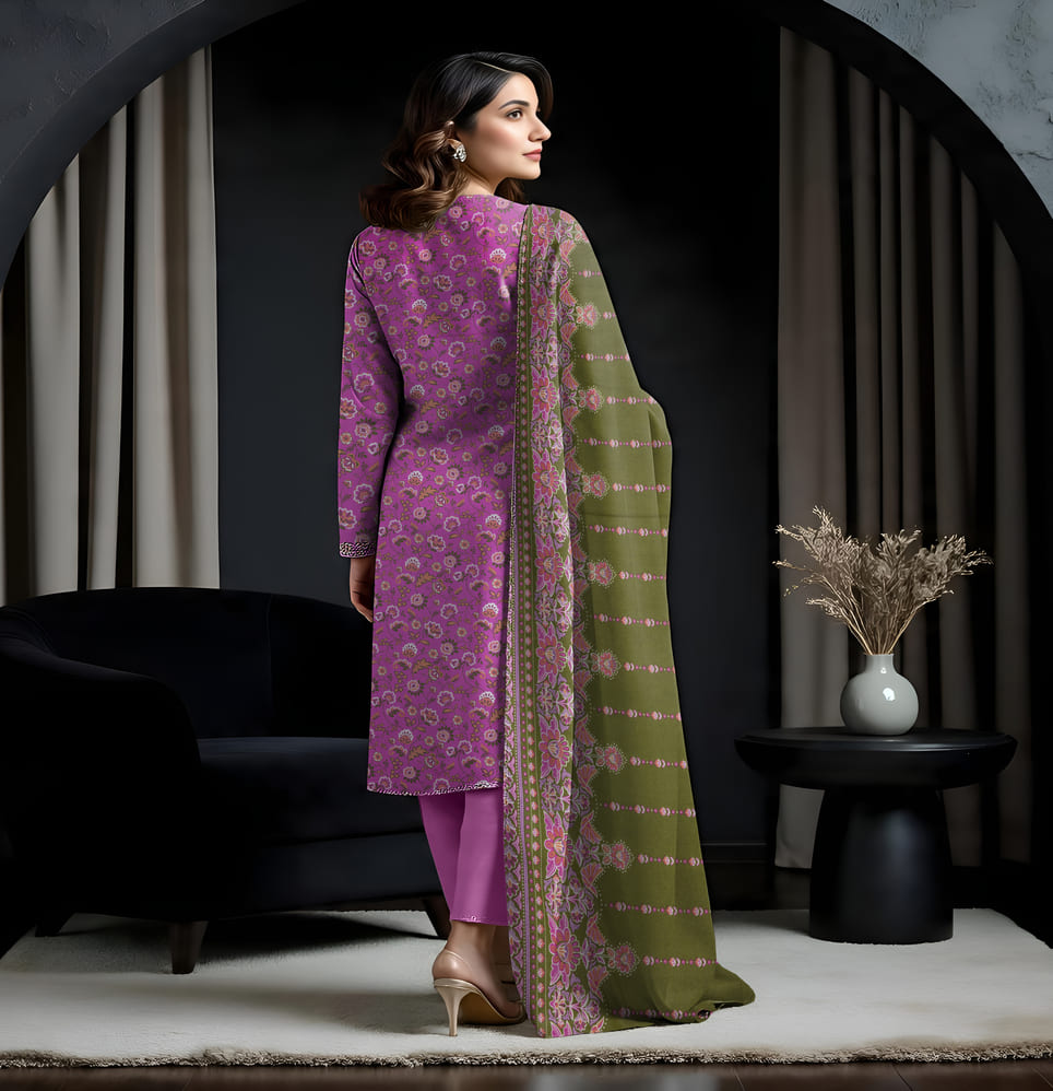 Unstitched Printed Lawn 3 Piece