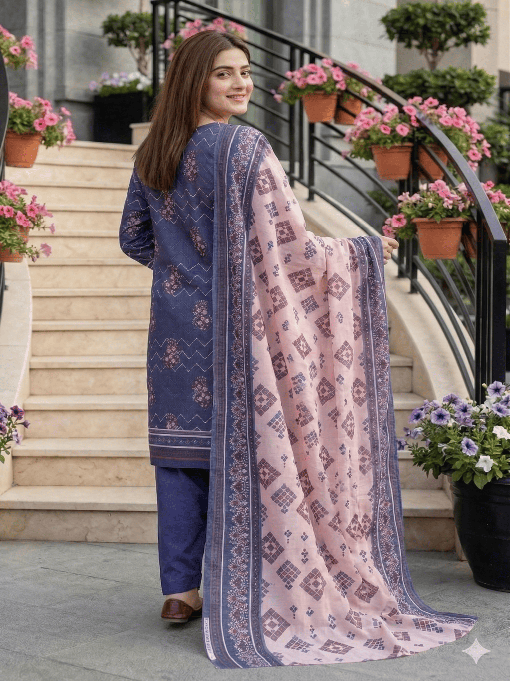 Unstitched Printed Lawn 3 Piece Suit