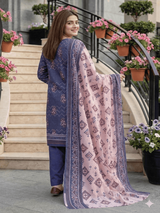 Unstitched Printed Lawn 3 Piece Suit