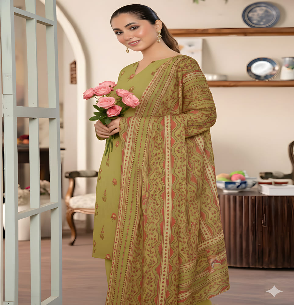 Unstitched Printed Lawn 3 Piece