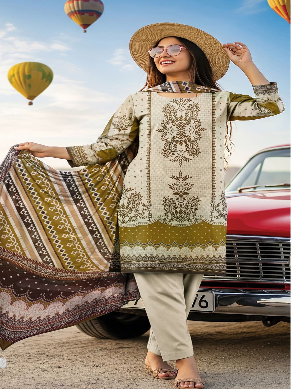 Unstitched Printed Lawn 3 Piece Suit