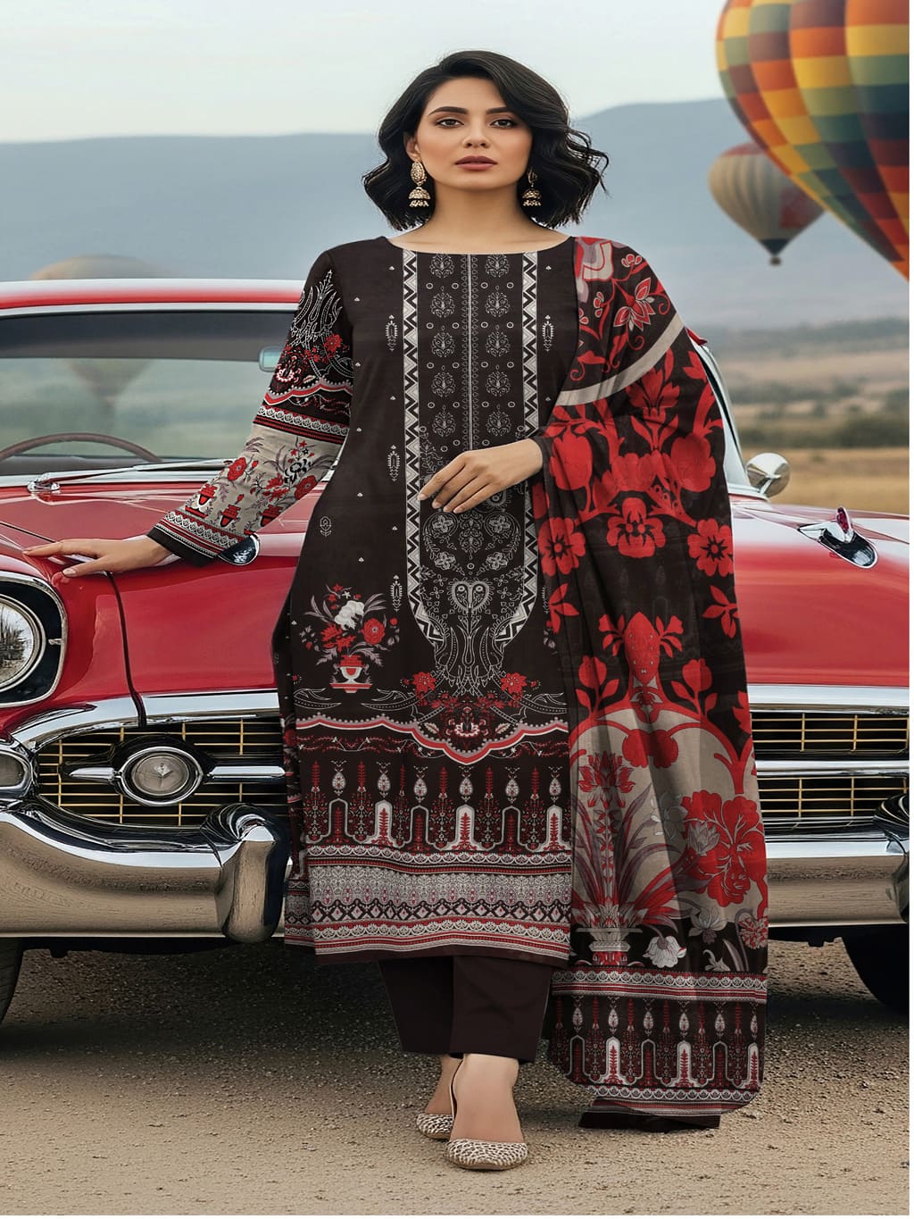 Unstitched Printed Lawn 3 Piece Suit