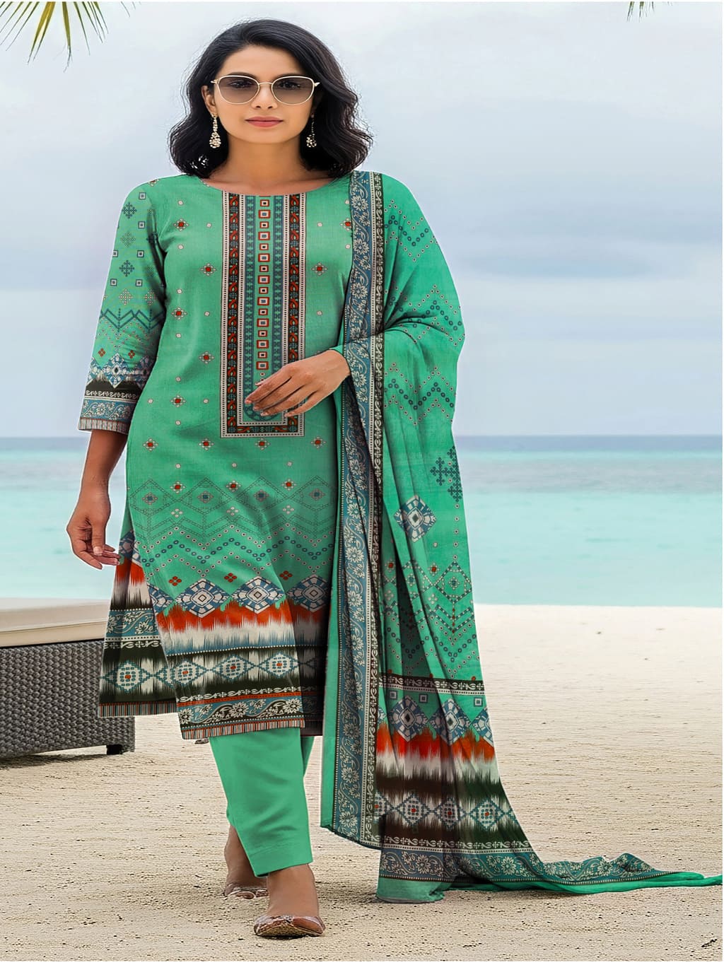 Unstitched Printed Lawn 3 Piece Suit