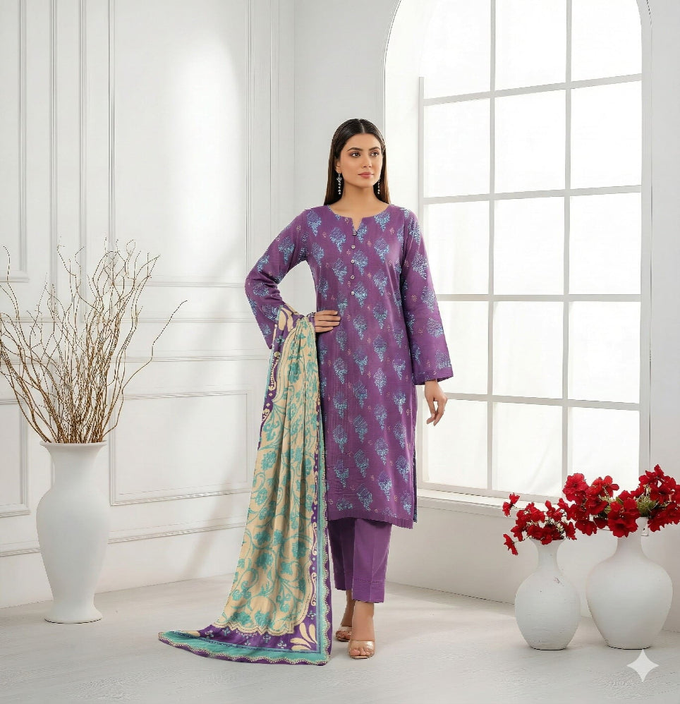 Unstitched Printed Lawn 3 Piece