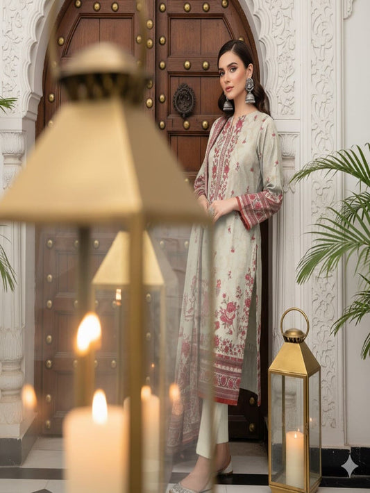 Unstitched Printed Lawn 3 Piece