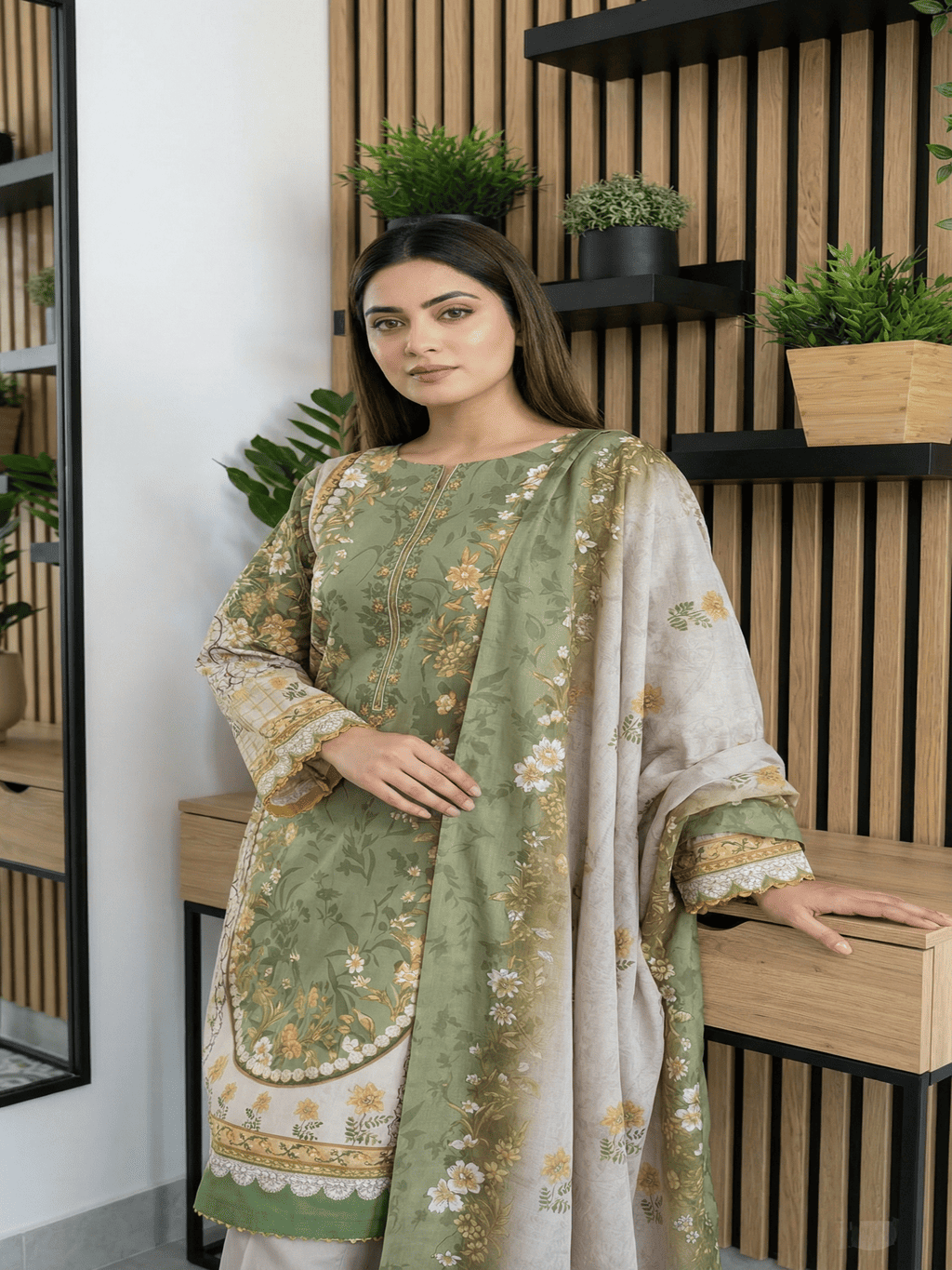 Unstitched Digital Printed Lawn 3 Piece