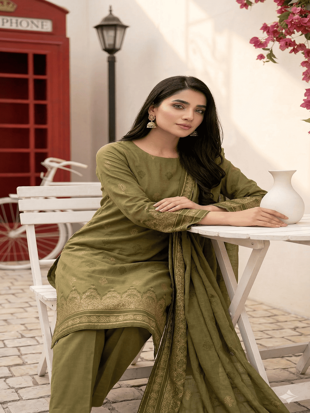 Jacquard Brosha Lawn 3 Piece Suit Unstitched