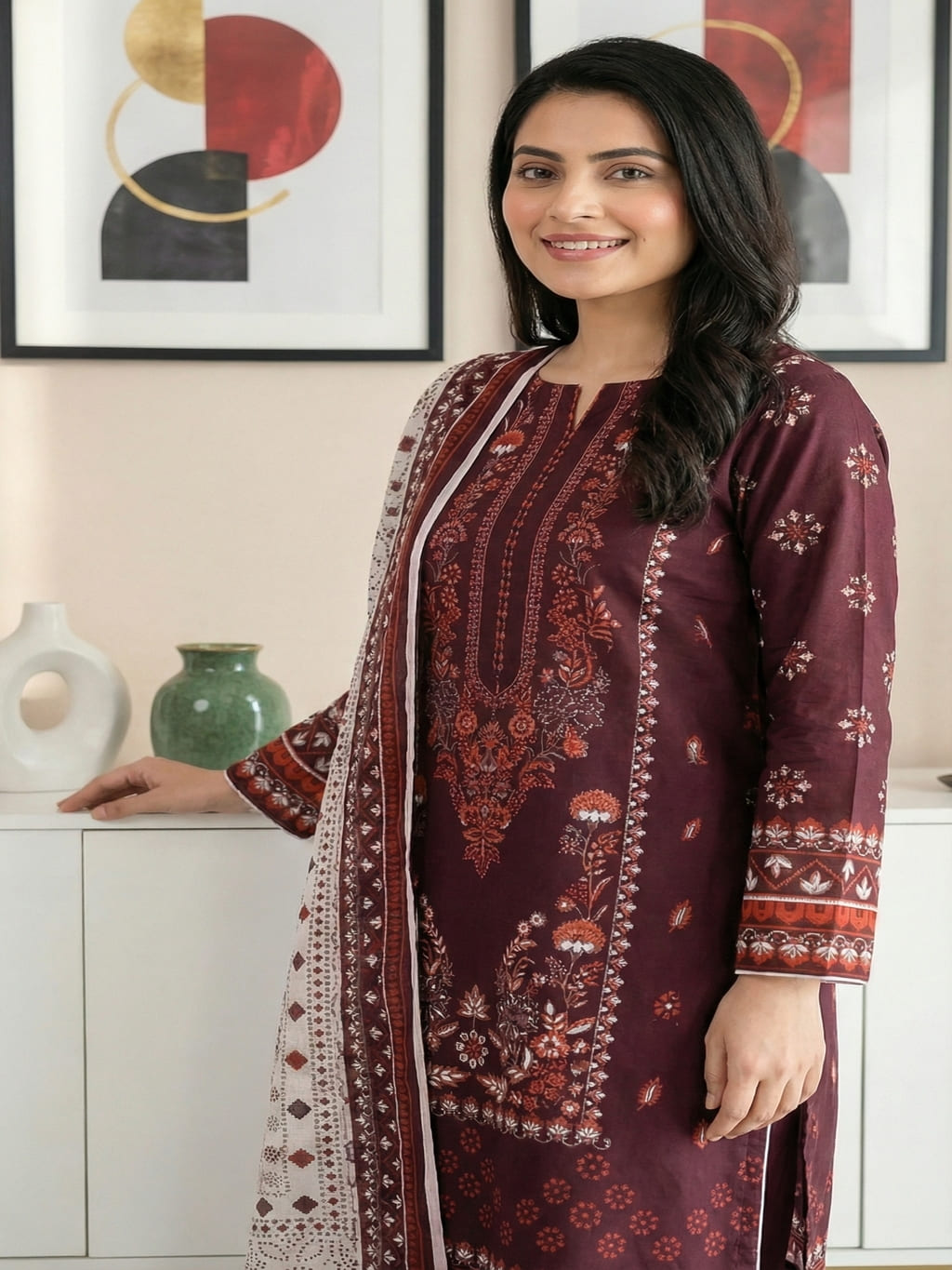 Unstitched Printed Lawn 3 Piece