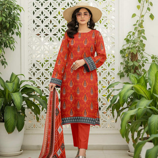 Unstitched Printed Linen Wool 3 Piece