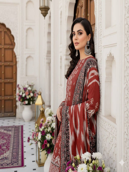 Unstitched Printed Lawn 3 Piece