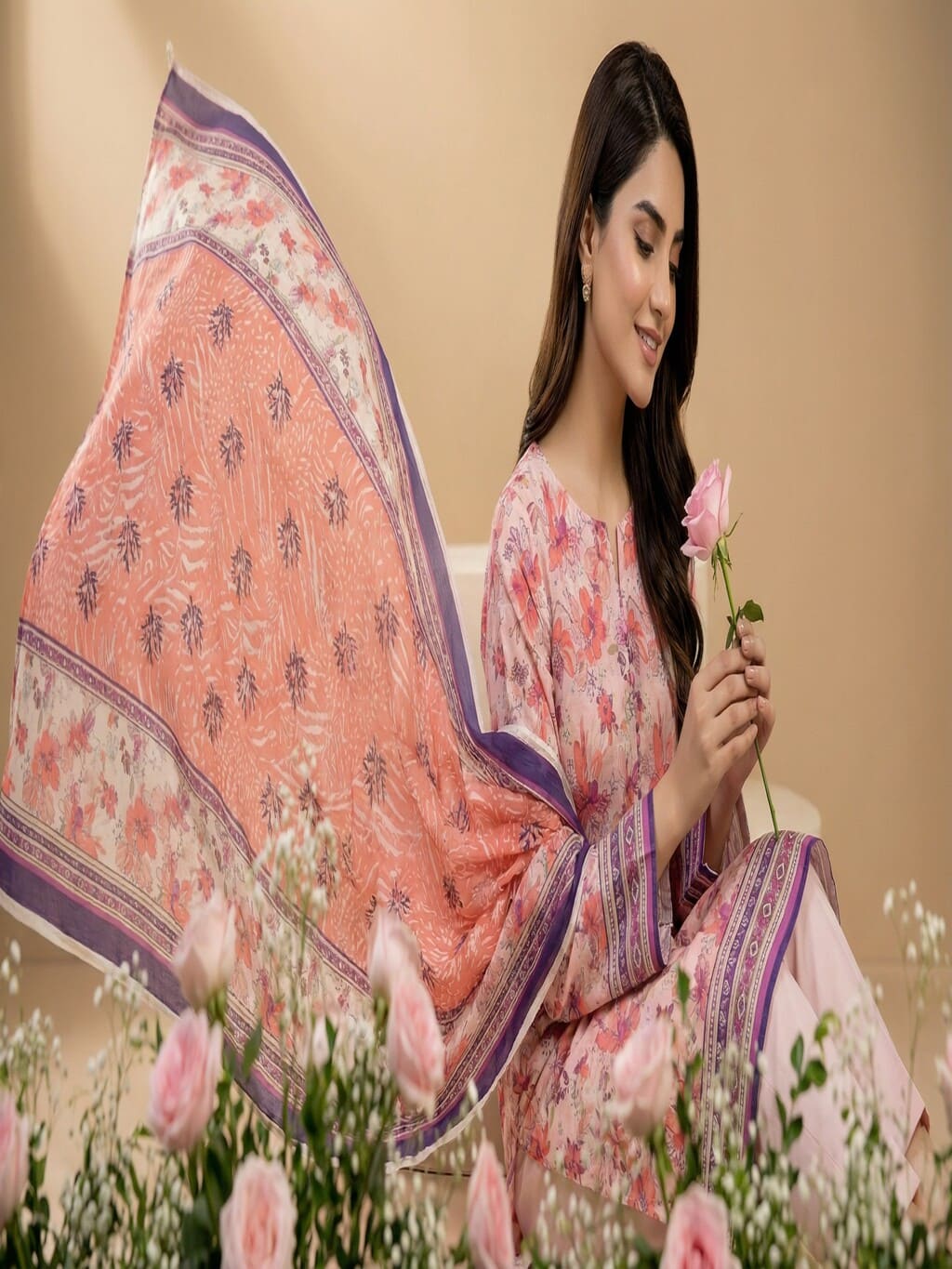 Unstitched Printed Lawn 3 Piece