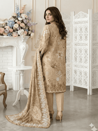 Unstitched Embroidered Digital Print Lawn 3 Piece