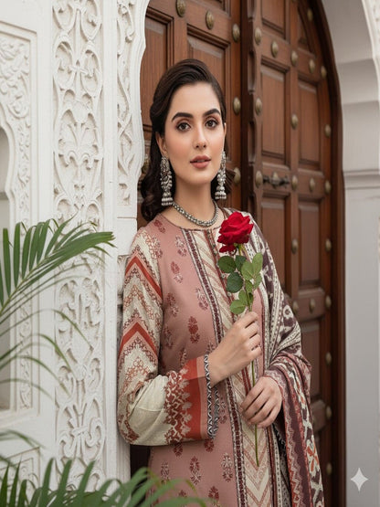 Unstitched Printed Lawn 3 Piece