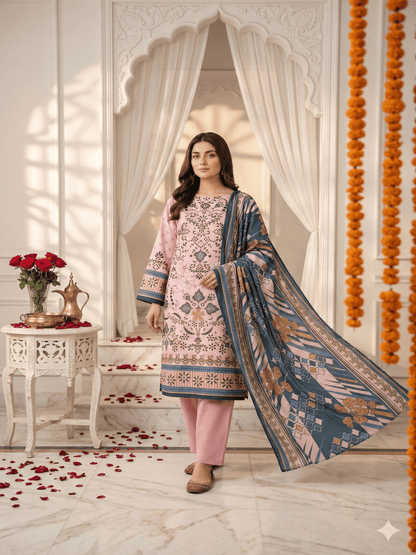 Unstitched Printed Lawn 3 Piece