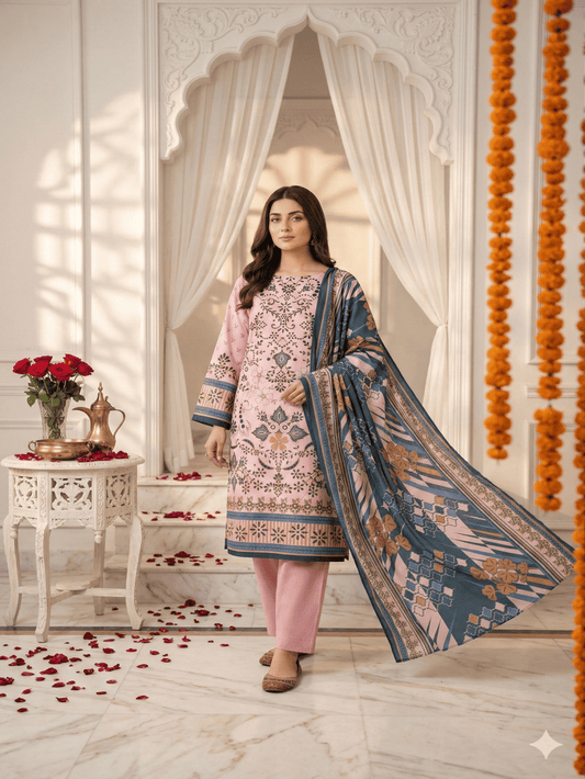 Unstitched Printed Lawn 3 Piece