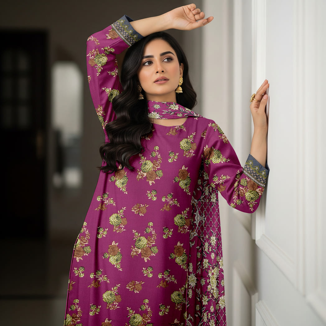 Unstitched Printed Karandi 3 Piece