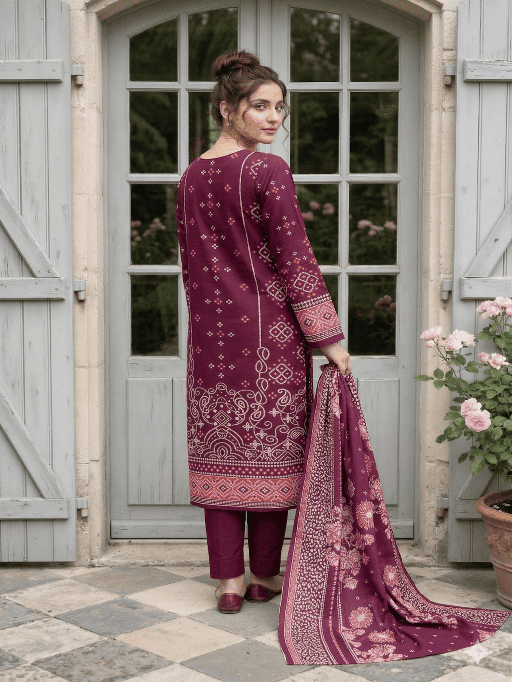 Unstitched Printed lawn 3 Piece Suit