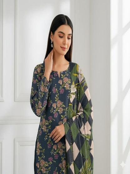 Unstitched Printed Lawn 3 Piece