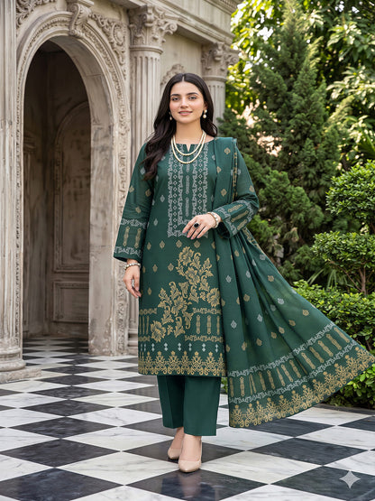 Jacquard Brosha Lawn 3 Piece Suit Unstitched