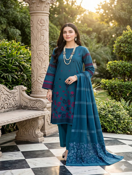 Jacquard Brosha Lawn 3 Piece Suit Unstitched