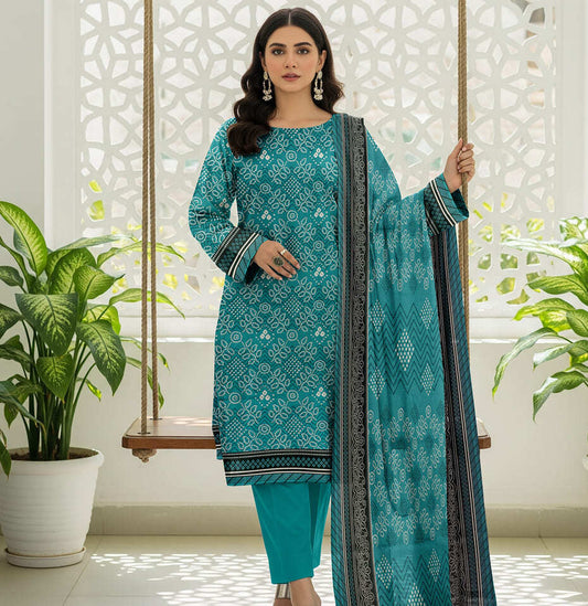 Unstitched Printed Karandi 3 Piece