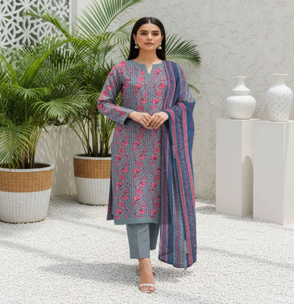 Unstitched Printed Lawn 3 Piece