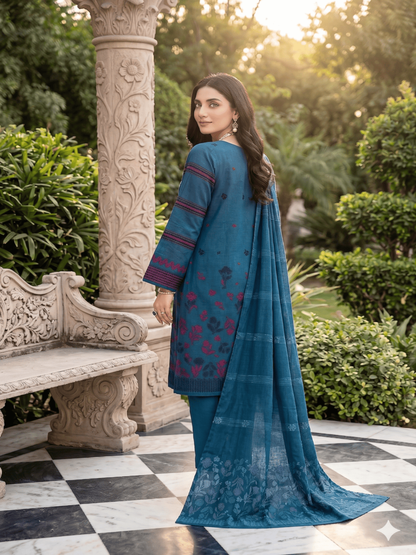 Jacquard Brosha Lawn 3 Piece Suit Unstitched