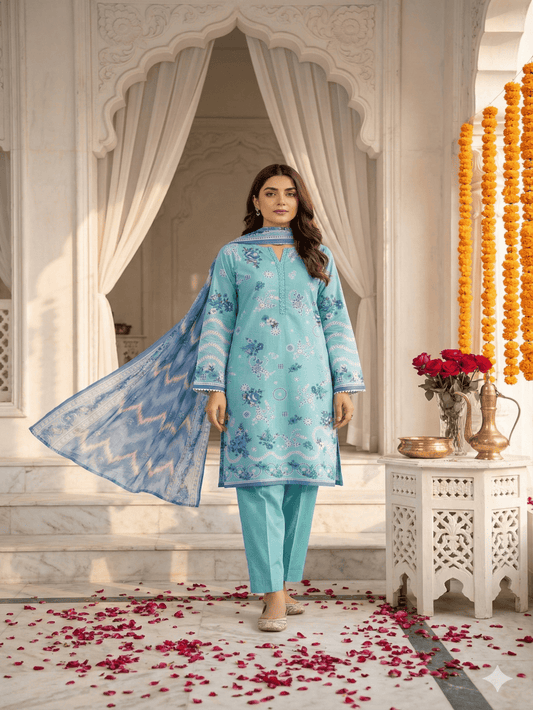 Unstitched Printed Lawn 3 Piece